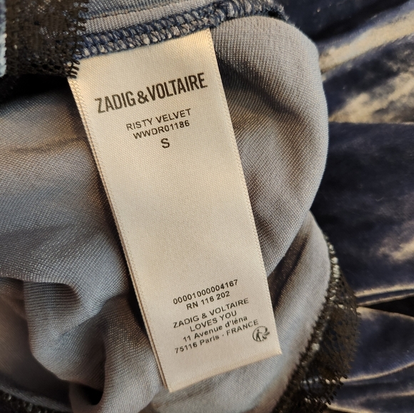 Zadig & Voltaire NWT Risty Velvet Blueberry Dress Slip Lace - Picture 5 of 9